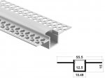 ALU-5615 Drywall LED Aluminum Channel - Recessed - For Strips Up To 12mm - 1m / 2m - Frosted Lens