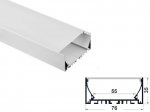 ALU-7635 Aluminum Channel - Surface / Hanging mount - For Strips Up To 55mm - Silver - 1m / 2m - Frosted Lens