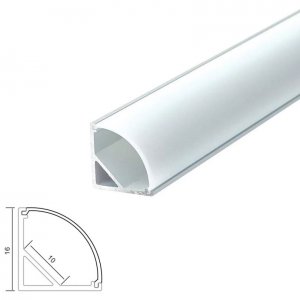 ARC-EM Rounded Corner Base Aluminum Channel - Corner - For Strips Up To 10mm - 1m / 2m