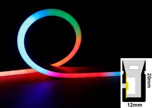 DMX Addressable RGBW Neon LED Flex - Side Bend Digital Neon Flex - IP67 - 12*20mm Wide - 24V - 5m