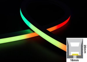 DMX Addressable RGBW Neon LED Flex - Top Bend Digital Neon Flex - IP67 - 16*20mm Wide - 24V - 5m