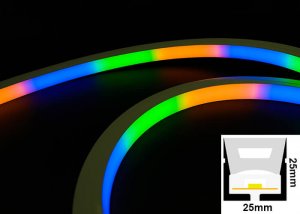 DMX Addressable RGBW Neon LED Flex - Top Bend Digital Neon Flex - IP67 - 25*25mm Wide - 24V - 5m