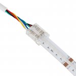 Solderless RGB+CCT COB Strip Connector - 12mm Strip to Pigtail Wire - 5.5A Current Rating