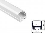 ALU-1715 LED Aluminum Channel - Surface - For Strips Up To 13mm - Silver - 1m / 2m - Frosted Lens