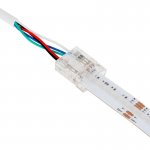 Solderless RGBW COB Strip Connector - 12mm Strip to Pigtail Wire - 5.5A Current Rating