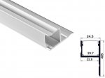 ALU-2009 LED Aluminum Channel - Surface - For Strips Up To 20mm - Silver - 1m / 2m - Frosted Lens