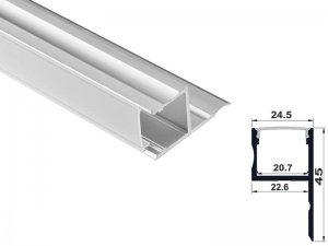 ALU-2009 LED Aluminum Channel - Surface - For Strips Up To 20mm - Silver - 1m / 2m - Frosted Lens
