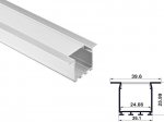 ALU-2404-R LED Aluminum Channel - Recessed - For Strips Up To 24mm - Silver - 1m / 2m - Frosted Lens
