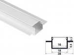 ALU-3813 Aluminum Channel - Recessed - For Strips Up To 16mm - 1m / 2m - Frosted Lens