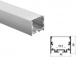ALU-4035 Aluminum Channel - Surface / Hanging mount - For Strips Up To 18mm - Silver - 1m / 2m - Frosted Lens