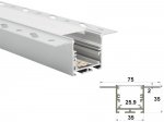 ALU-7535 Drywall LED Aluminum Channel - Recessed - For Strips Up To 25mm - 1m / 2m - Frosted Lens