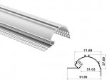 ALU-9151 Drywall LED Aluminum Channel - Recessed - For Strips Up To 12mm - 1m / 2m - Frosted Lens