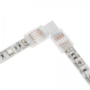 Solderless Clamp-On L Connector for 10mm RGB LED Strip Lights