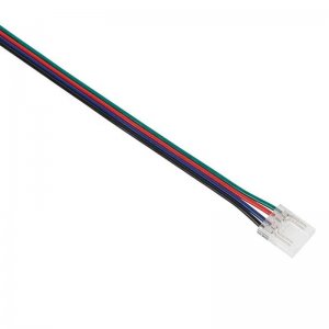 Solderless Clamp-On LED Strip Light to Pigtail Adapter - 12mm RGB COB Strip Lights - 20 AWG