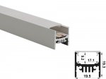 ALU-1919 LED Aluminum Channel - Surface - For Strips Up To 15mm - Silver - 1m / 2m - Frosted Lens