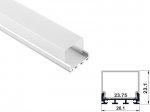 ALU-2402 LED Aluminum Channel - Surface - For Strips Up To 23mm - Silver - 1m / 2m - Frosted Lens