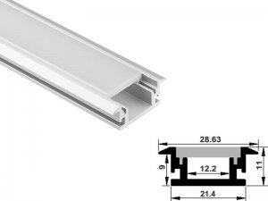 ALU-2610-R LED Aluminum Channel - Recessed - For Strips Up To 12mm - Silver - 1m / 2m - Frosted Lens