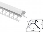 ALU-4128 Drywall LED Aluminum Channel - Recessed - For Strips Up To 12mm - 1m / 2m - Frosted Lens