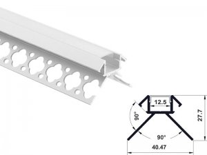 ALU-4128 Drywall LED Aluminum Channel - Recessed - For Strips Up To 12mm - 1m / 2m - Frosted Lens