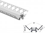 ALU-5917 Drywall LED Aluminum Channel - Recessed - For Strips Up To 12mm - 1m / 2m - Frosted Lens