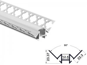 ALU-5917 Drywall LED Aluminum Channel - Recessed - For Strips Up To 12mm - 1m / 2m - Frosted Lens