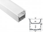 ALU-9176-R LED Aluminum Channel - Recessed - For Strips Up To 55mm - Silver - 1m / 2m - Frosted Lens