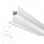 ARC-SGLG-SI Low Glare Shadow Gap LED Aluminum Channel - Recessed - For Strips Up To 13mm - Silver - 1m / 2m - Frosted Lens