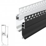 ARC-SK10 Plaster in Skirting Profile - Recessed - For Strips Up To 10mm - Silver / Black - 1m / 2m - Frosted Lens