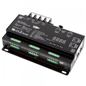 12-Channel LED DMX512 and RDM Digital Decoder and Master - 5 A/CH - Digital Display - 12-24 VDC
