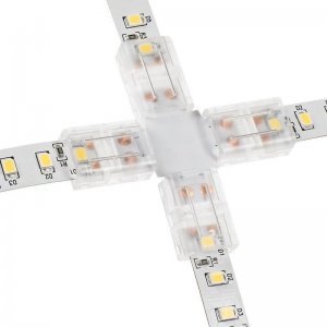 Solderless Clamp-On Cross Connector for 10mm Single Color LED Strip Lights