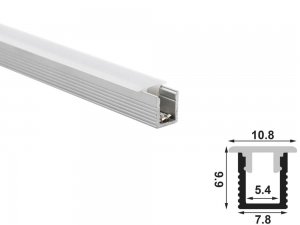 ALU-078-1-R LED Aluminum Channel - Recessed - For Strips Up To 5mm - Silver - 1m / 2m - Frosted Lens