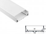 ALU-10235 Aluminum Channel - Surface / Hanging mount - For Strips Up To 80mm - Silver - 1m / 2m - Frosted Lens