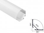 ALU-2004-COR 30 x 30 Wide Rounded Corner Aluminum Channel - Corner - For Strips Up To 20mm - 1m / 2m – Including Diffuser
