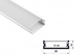 ALU-2405 LED Aluminum Channel - Surface - For Strips Up To 24mm - Silver - 1m / 2m - Frosted Lens