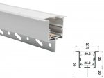 ALU-5055-R LED Aluminum Channel - Recessed - For Strips Up To 25mm - Silver - 1m / 2m - Frosted Lens