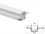 ALU-8833 Drywall LED Aluminum Channel - Recessed - For Strips Up To 12mm - 1m / 2m - Frosted Lens