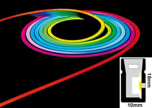 DMX Addressable RGB Neon LED Flex - Side Bend Digital Neon Flex - IP67 - 10*18mm Wide - 24V - 5m
