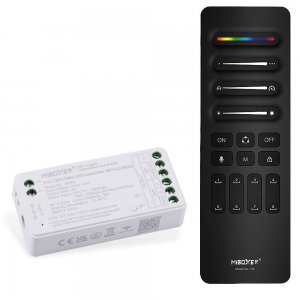 MiBoxer Wireless 5-in-1 SPI+DMX LED Strip Controller - Optional SPI RF Remote - Scene Save - 10 Amp Max - 5-24 VDC