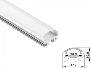 ALU-06 LED Aluminum Channel - Surface - For Strips Up To 13mm - Silver - 1m / 2m - Frosted Lens