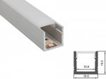 ALU-1516 LED Aluminum Channel - Surface - For Strips Up To 12mm - Silver - 1m / 2m - Frosted Lens