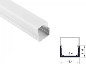 ALU-1609 LED Aluminum Channel - Surface - For Strips Up To 16mm - Silver - 1m / 2m - Frosted Lens