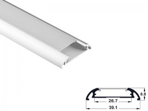 ALU-2601 LED Aluminum Channel - Surface - For Strips Up To 26mm - Silver - 1m / 2m - Frosted Lens