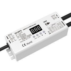 LED Waterproof DMX512 and RDM Decoder for RGB+CCT and RGBW LED Strip - 5 Channel - 5 Amp - 12-48V - Digital Display