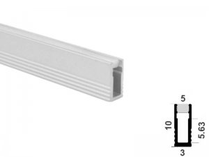 ALU-1005 LED Aluminum Channel - Surface - For Strips Up To 3mm - Silver - 1m / 2m - Frosted Lens
