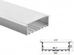 ALU-11736-R LED Aluminum Channel - Recessed - For Strips Up To 92mm - Silver - 1m / 2m - Frosted Lens