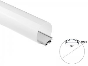 ALU-120 Aluminum Channel - Surface / Hanging mount - For Strips Up To 60mm - Silver - 1m / 2m - Frosted Lens