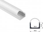 ALU-1608 LED Aluminum Channel - Surface - For Strips Up To 16mm - Silver - 1m / 2m - Frosted Lens