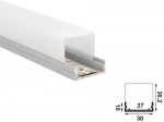 ALU-2005A LED Aluminum Channel - Surface - For Strips Up To 27mm - Silver - 1m / 2m - Frosted Lens