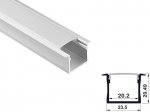 ALU-2008-R LED Aluminum Channel - Recessed - For Strips Up To 20mm - Silver - 1m / 2m - Frosted Lens