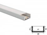 ALU-2010 LED Aluminum Channel - Surface - For Strips Up To 17mm - Silver - 1m / 2m - Frosted Lens